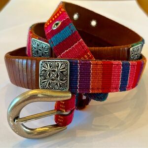 VTG Fossil Multi Colored Woven Concho Belt Size L